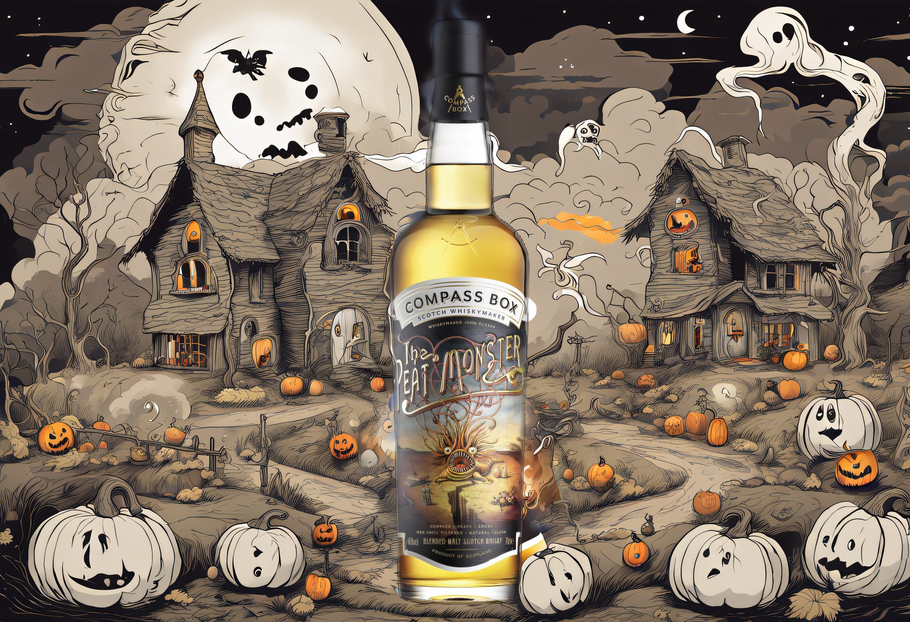 Compass Box Peat Monster Halloween artwork