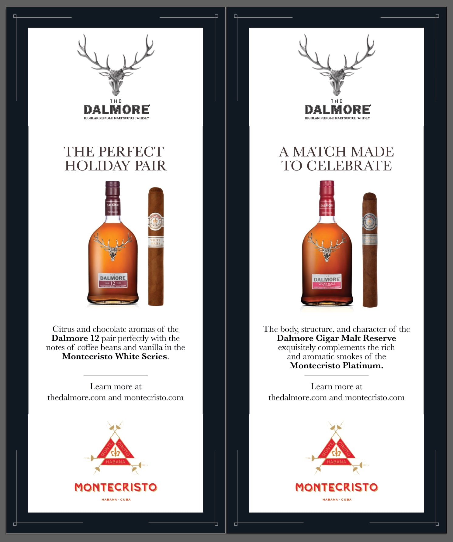 The Dalmore and Montecristo partnership materials